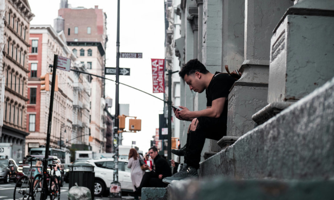 Person On Phone in New York City