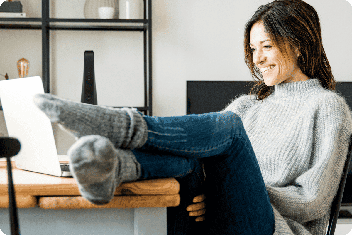 Woman Searching the Internet on he Laptop