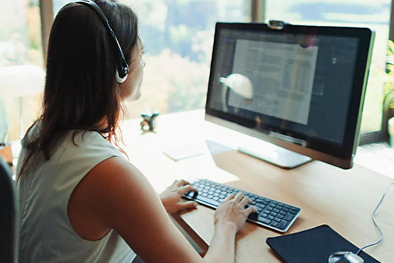 Woman working from Home using Optimum Internet