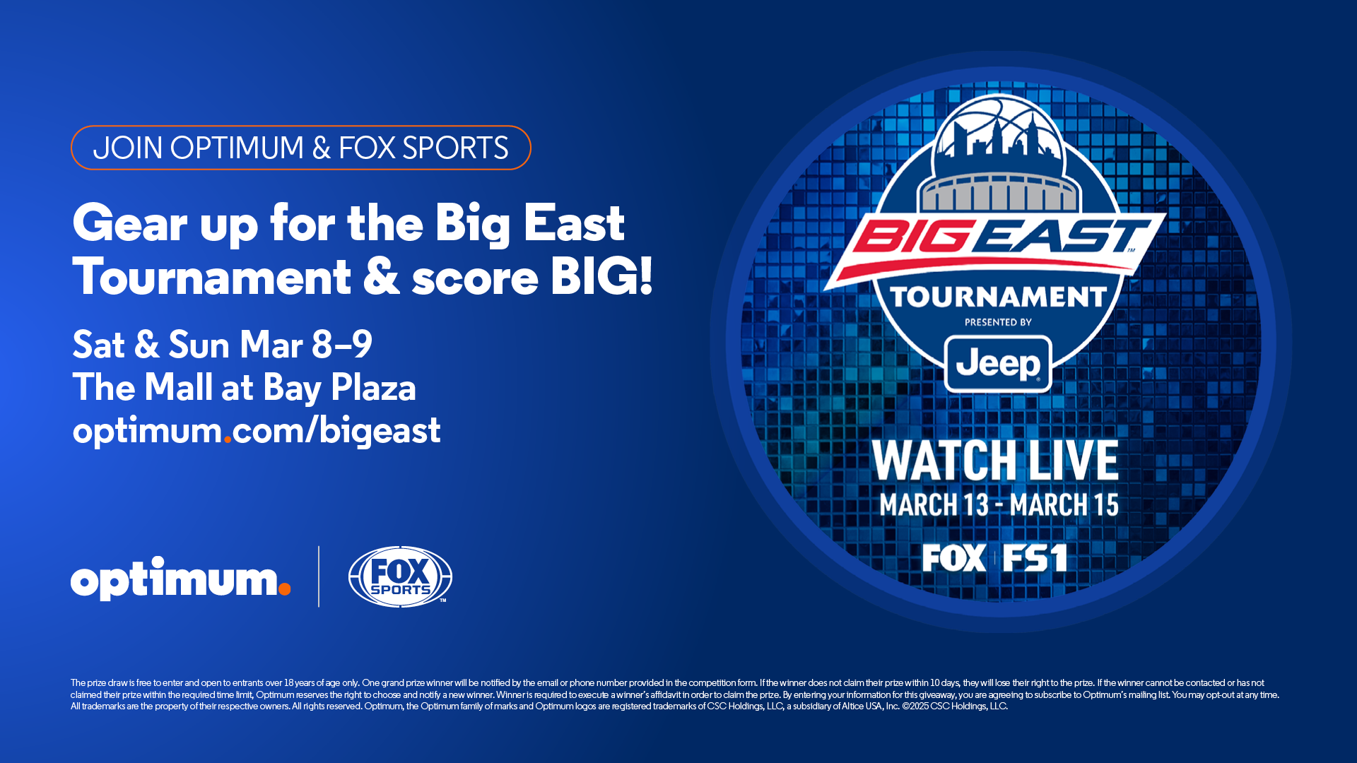 Optimum & FOX Sports host a Big East Tournament Event – 3/8-3/9