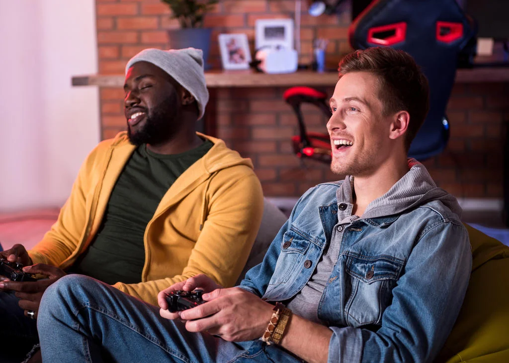 Two men playing video games