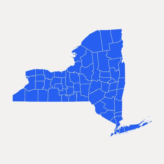 An image of NY State showing the coverage that Optimum offers